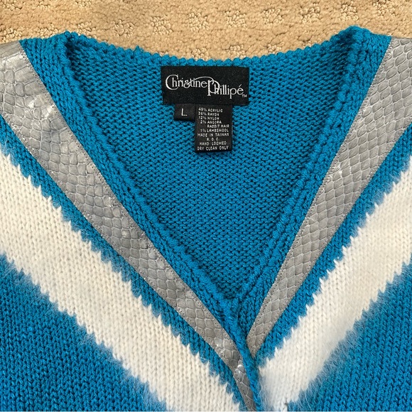 Vintage Christine Phillipé color block sweater with snakeskin and angora accents - Picture 2 of 5